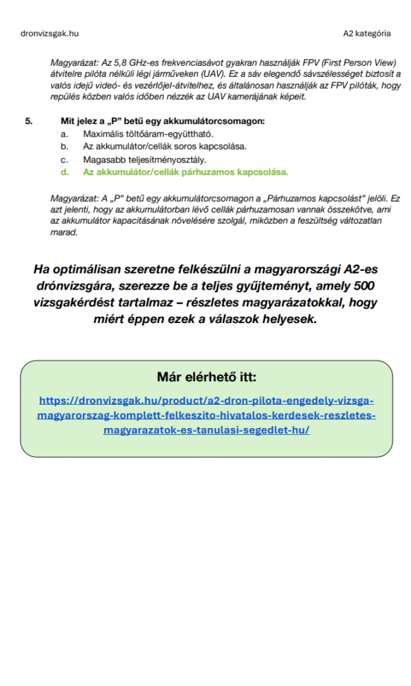 A2 Drón Pilóta Engedély Vizsga Magyarország - Komplett felkészítő: hivatalos kérdések, részletes magyarázatok és tanulási segédlet (HU) - Kép 6